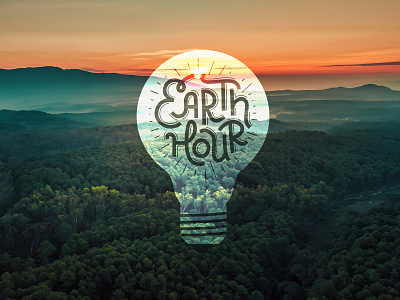 Earth hour lettering design graphic design illustration typography vector