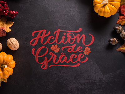 Thanksgiving on french lettering design graphic design typography vector