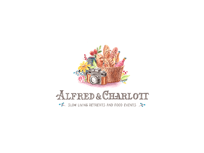 Alfred & Charlott - Slow Living Retreats and Food Events branding design event illustration lettering logo logodesign typography vector watercolors
