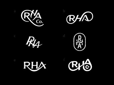 RHA Logo Exploration apparel branding clothing design fashion graphic design illustration initials lettering letters logo type typography