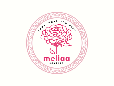 Meliaa Logo branding design flower illustration lettering logo scarves typography vector