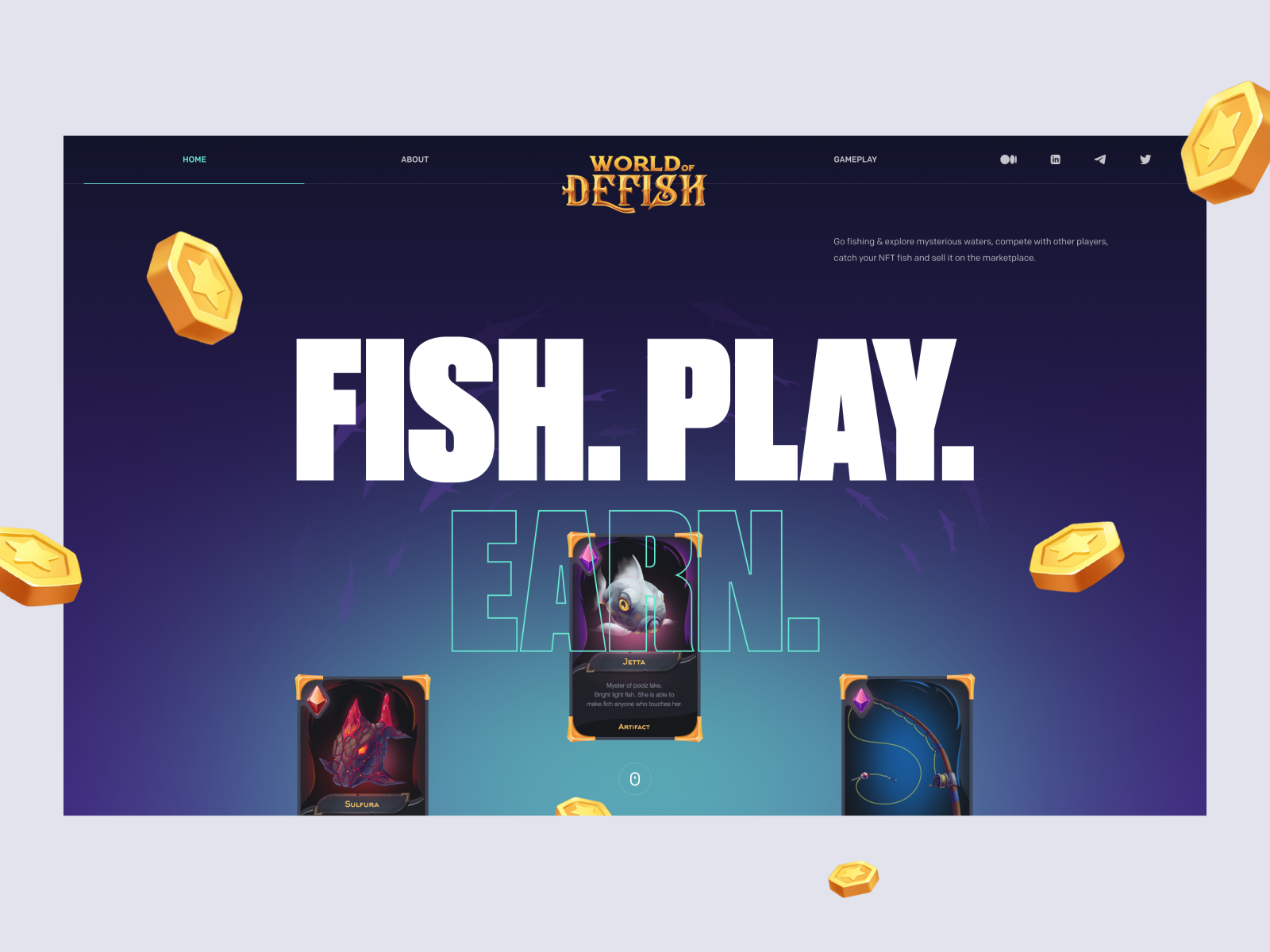 WoD - CN01 Website brand clean crypto design fish flat game gaming illustration marketplace nft typography ui webdesign website
