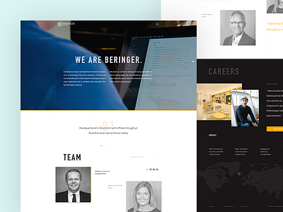 Beringer - About beringer clean design finance flat landing layout page