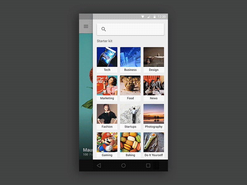 Material Design topic animation for feedly material design animation transition gif