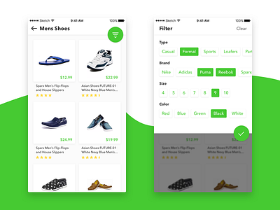 First Dribbble Shot app filter ios mobile shopping