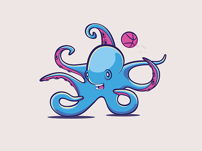 Octopus Dribbbler ball blue dribbble mascot octopus thank you