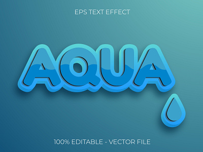 Aqua 3D Text Effect 3d branding design graphic design illustration text effect typography vector