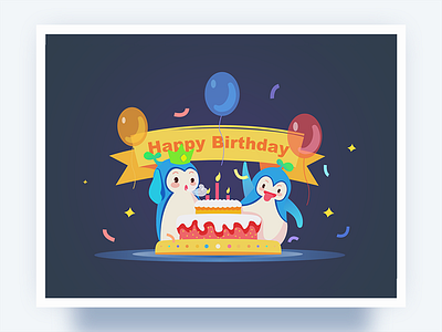 Illustration-happy birthday birthday blue cute illustration sketch ui