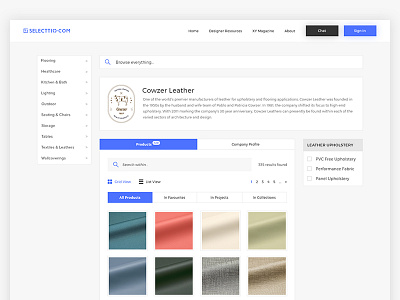 Architecture's Furniture Store - Fabrics ecommerce fabric leather product store ui ux web