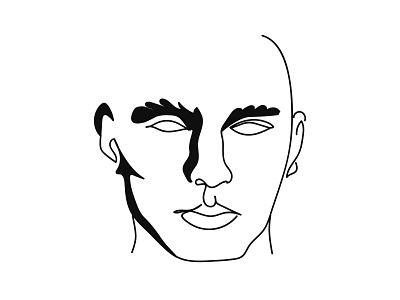 Handsome male continuous silhouette art art branding design face line art graphic design icon illustration logo stye