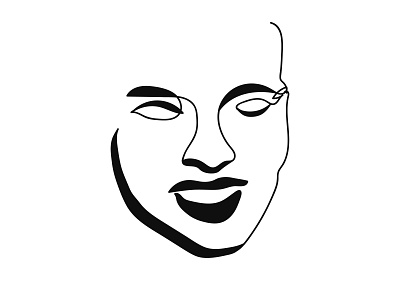 Elegant minimalist portrait continuous silhouette art art branding design face line art flirting graphic design icon illustration logo stye ui