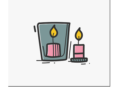 Handmade candles hand draw color icon