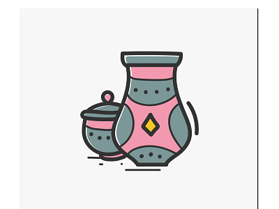 Pottery hand draw color icon