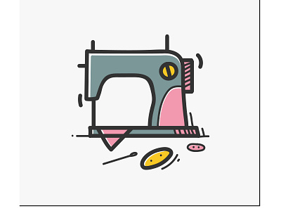 Sewing hand draw color icon