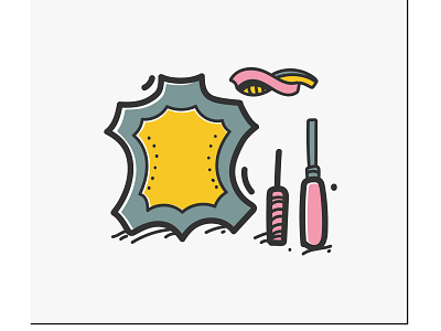 Leatherworking hand draw color icon art branding design graphic design icon illustration logo outline tactile stye ui vector