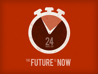 the Future is Now clock color future red