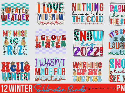 Winter Sublimation Bundle graphic design motion graphics png winter sublimation