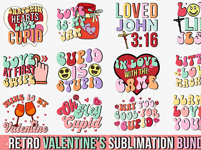 Retro Valentines Day Sublimation Bundle sublimation