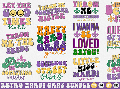 RETRO MARDI GRAS BUNDLE SVG DXF EPS PNG mardi gras