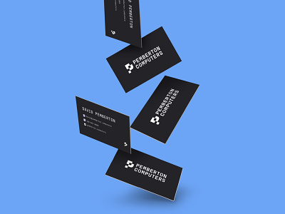 Pemberton Computers business card mock branding business card dark mode identity logo logomark logotype