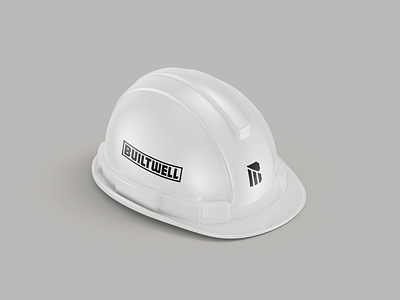 Builtwell hardhat mockup black and white construction identity logo mockup