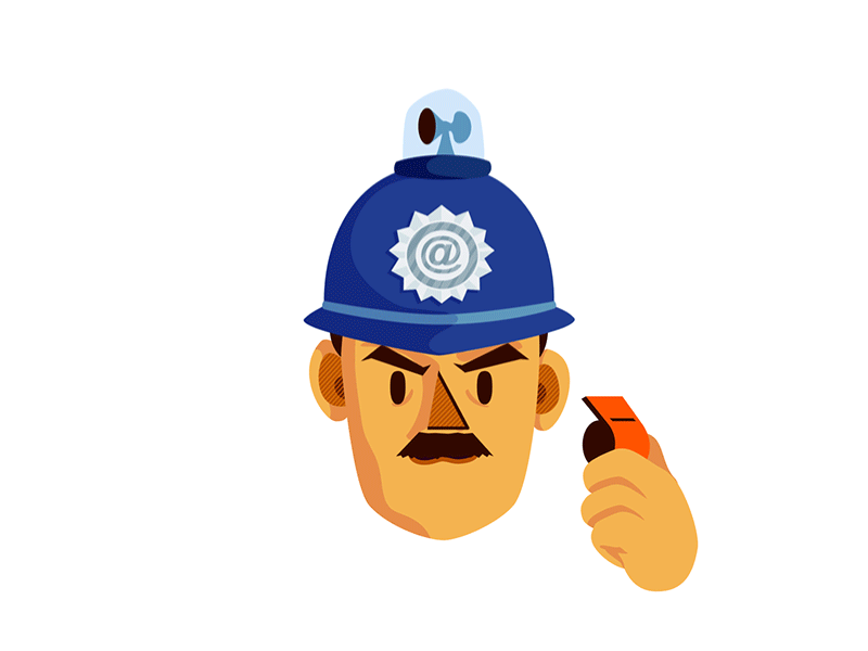 Cyber police after effects animation character flat illustration police whistleblower