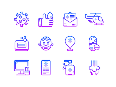 Healthcare icons: Gradient line