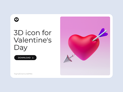 3D icon Valentines day cupids arrow