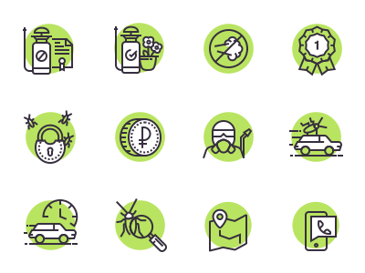 Icons for the disinfection company business disinfection exterminator icon set icons illustration infographics line logo outline ui design