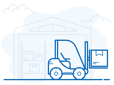 Illustration of Warehouse box delivery forklift truck icons illustration infographics line logistic logo outline ui design warehouse
