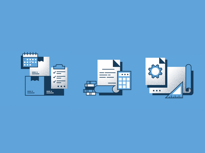Illustrations set blueprint package flat ui design outline logo line infographics illustration icon set icons