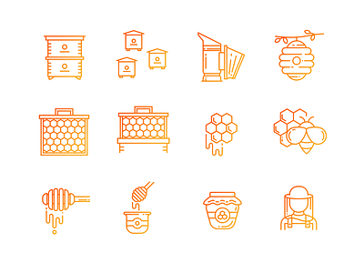 Apiary icon set apiary autumn bee honey icon set icons illustration infographics line logo outline sweet