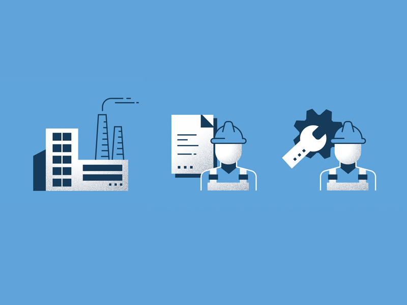 Illustrations set workers factory ui design outline logo line infographics illustration icon set icons