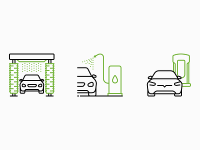 Car Wash Icon Set auto car car wash icon set icons illustration infographics line logo outline tesla ui design