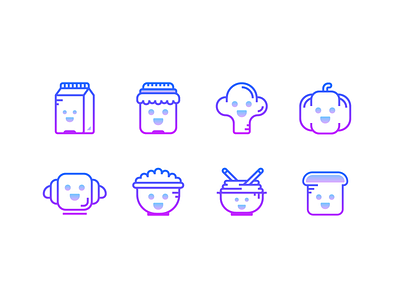 Gradient Icons: Kawaii food