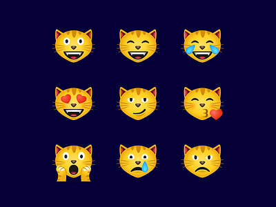 Cat face emoji cat design emoji emoji set emotions graphic design icons icons design icons pack icons set illustration infographics outline icon ui design ux design vector vector graphics