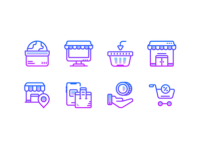 Gradient icons: Shopping and E-commerce