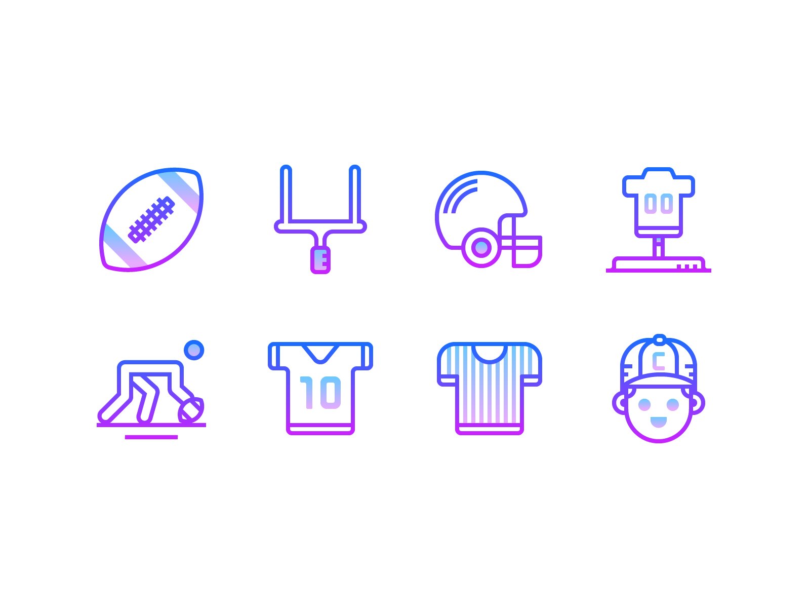 Gradient line: American football american football football gradient icon graphic design helmet icons icons design icons pack icons set illustration infographics nfl outline icon referee soccer sport super bowl ui design ux design vector graphics