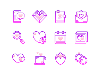 Love and Valentine's Day design gradient icons heart icons icons design icons pack illustration love love book love letter love music mobile app romantic ui design ux design valentines day vector graphics wedding wedding invite wedding planner