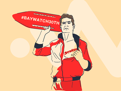 David hasselhoff. Baywatch 89 30th baywatch illustraion man portrait