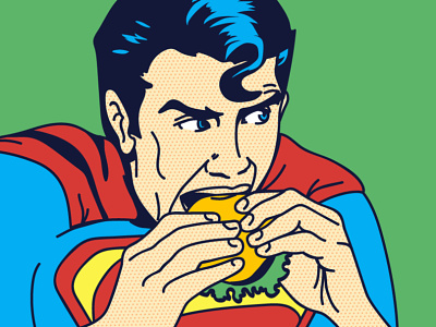 Superman art branding burger character design comics human illustration man popart superman