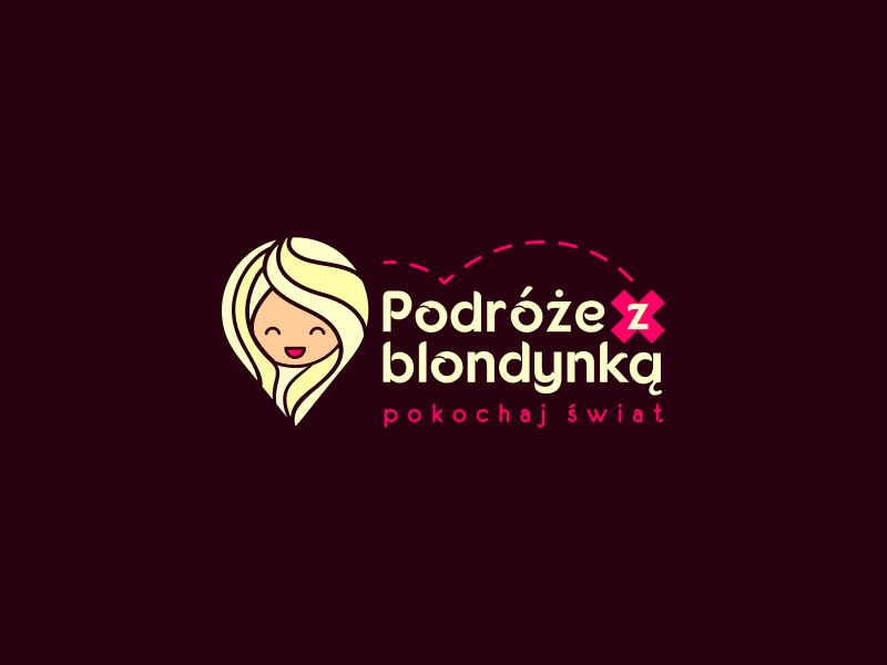 Pin + blonde woman 👩🏼 woman illustration woman logo girl travel logo branding and identity logo designer logo design travel tour-operator tourist poland place logo branding blonde-girl blonde