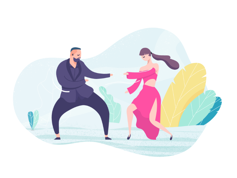 Dances of Monatik and Dorofeeva doodle character illustration boy girl womans woman people graphic design illustrations music characters design character design dance flat style flat illustrator illustration