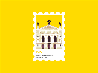 Lviv Stamp. Theater of Opera and Ballet. attraction ballet building illustration illustrations landscape lviv monument opera sights sights of lviv stamp theater ukraine ukrainian ukrainian designer vector