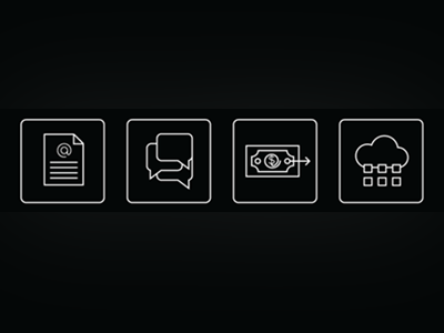 Icon set for Financial Software website black financial flat icon invoicing line money platform solution stroked white workflow