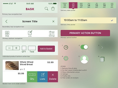 UI kit for BASK app ios ios10 iphone kit mobile ui user interface ux