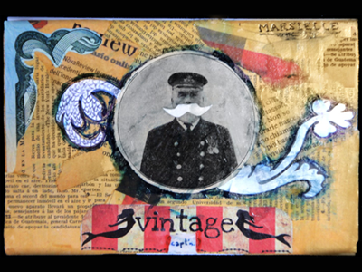 Postcard: Marsaille assemblage captain collage found mail mail art montage mustache post postcard vintage