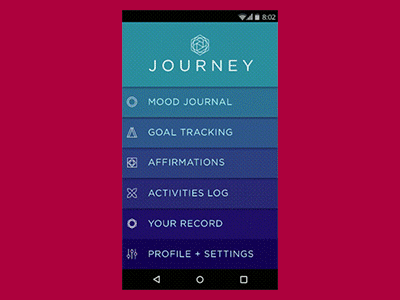 JOURNEY: Mindfulness App 2 app emotions goals material design mindful mindfulness prototype tracking