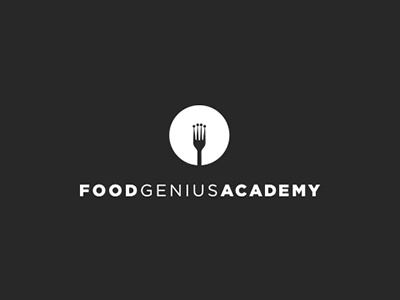 Food Genius Academy academy black brand crown design food fork logo school