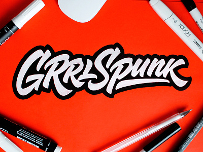 GrrlSpunk brand calligraphy customtype lettering logo logotype punk sketch type typography